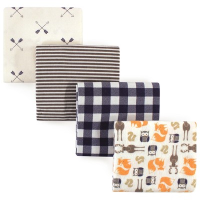 Hudson Baby Infant Boy Cotton Flannel Receiving Blankets, Forest, One Size