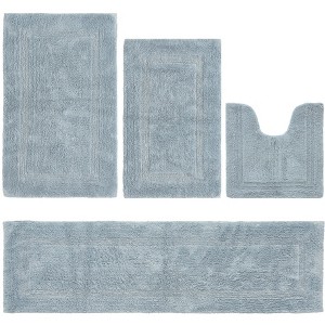 Lux Premium 100% Cotton Tufted Solid Reversible 4 Piece Bath Rug Set – Ultra-Soft, Water-Absorbent, Durable, Machine Washable Bathroom Rug - 1 of 4