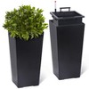Tall Planters (Set of 2) - white Self-Watering Indoor/Outdoor Pots with Drainage Holes, Water Monitor & Wheels for Patio/Living Room - 3 of 4
