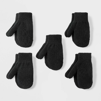 Toddler 5pk Magic Mittens - Cat & Jack™ Black 12M-5T