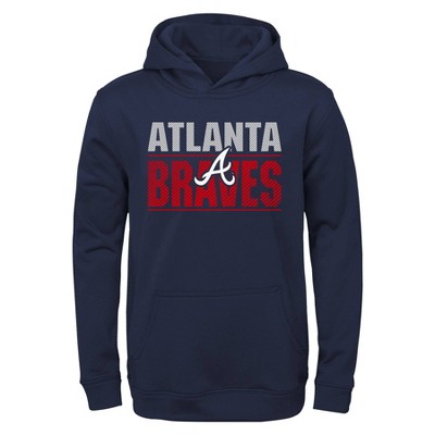 MLB Atlanta Braves Men's Lightweight Bi-Blend Hooded Sweatshirt - L