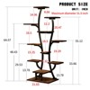 FONTOI 9 Tiered Indoor Plant Shelf, Metal Plant Flower Holder Stand, Tree-Shaped Plant Rack for Home, Patio, Black & Dark Walnut, 10.2"*64.57"*21.65" - 3 of 4