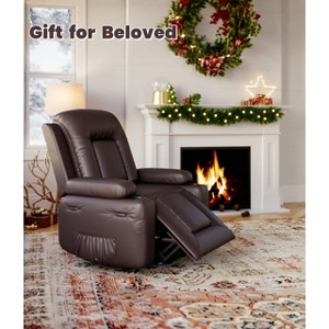 21" width Large Power Lift Recliner Chair for Elderly, Faux Leather Reclining Sofa w/ Heat, Massage, Side Pocket & Cup Holder for Nursery - 1 of 4