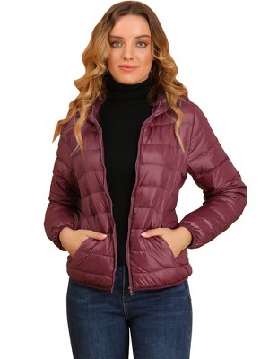 Allegra K Women's Hooded Packable Thickened Short Down Puffer Jacket