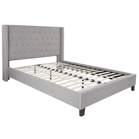 Merrick Lane Upholstered Queen Size Platform Bed In Light Gray Fabric ...