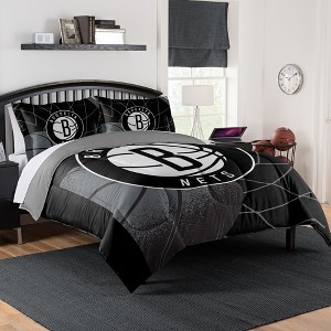 Sweet Home Collection NBA Brooklyn Nets Comforter & Pillow Sham Set - 1 of 3