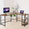 Tangkula L-Shaped Corner Computer Desk Home Office Writing Study Workstation w/Storage Shelves - 2 of 4