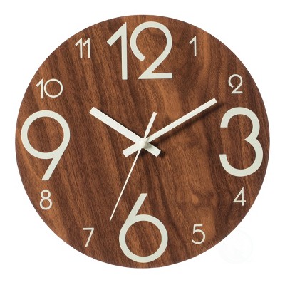 Big Wood Atomic Analog Battery Operated HI GIRL 12 inch Retro Wooden Wall Clock Farmhouse Decor Silent Non Ticking Wall Clocks Large Decorative Vintage Rustic Colorful Tuscan Country Outdoor