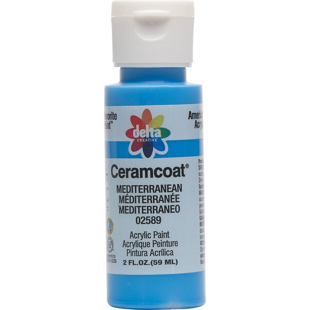 2 fl oz Acrylic Craft Paint Mediterranean Blue - Delta Ceramcoat: Non-Toxic, Water-Based, Art Supplies, Ages 13+