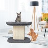 Tangkula Modern Cat Tree Tower Cat Activity Tower w/ Large Plush Perch Grey - 3 of 4
