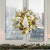 22" Battery Operated Pre-Lit Christmas Wreath with Gnomes - Silver & White Balls, Pine Cones - Perfect for Front Door, Fireplace & Window Decor - 2 of 4