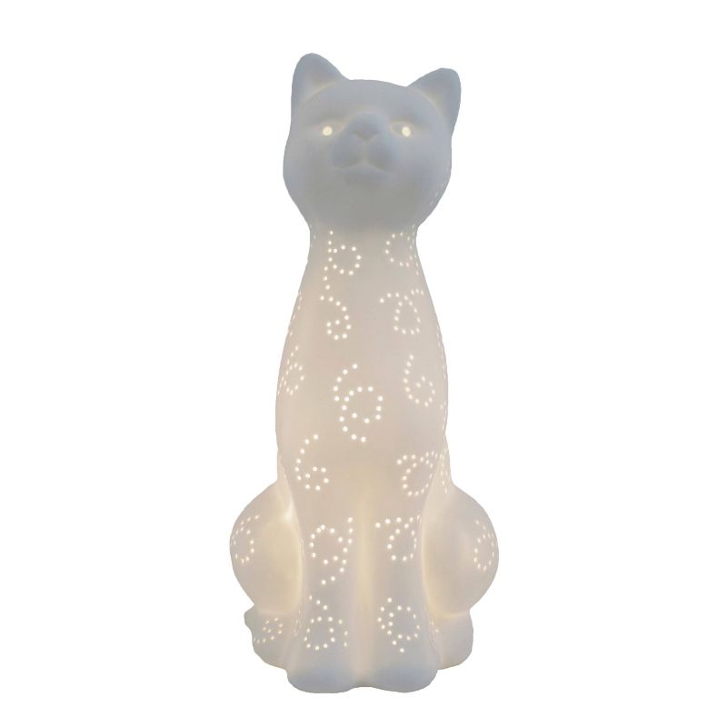 Porcelain Kitty Cat Shaped Animal Light Table Lamp White - Simple Designs, 2 of 6