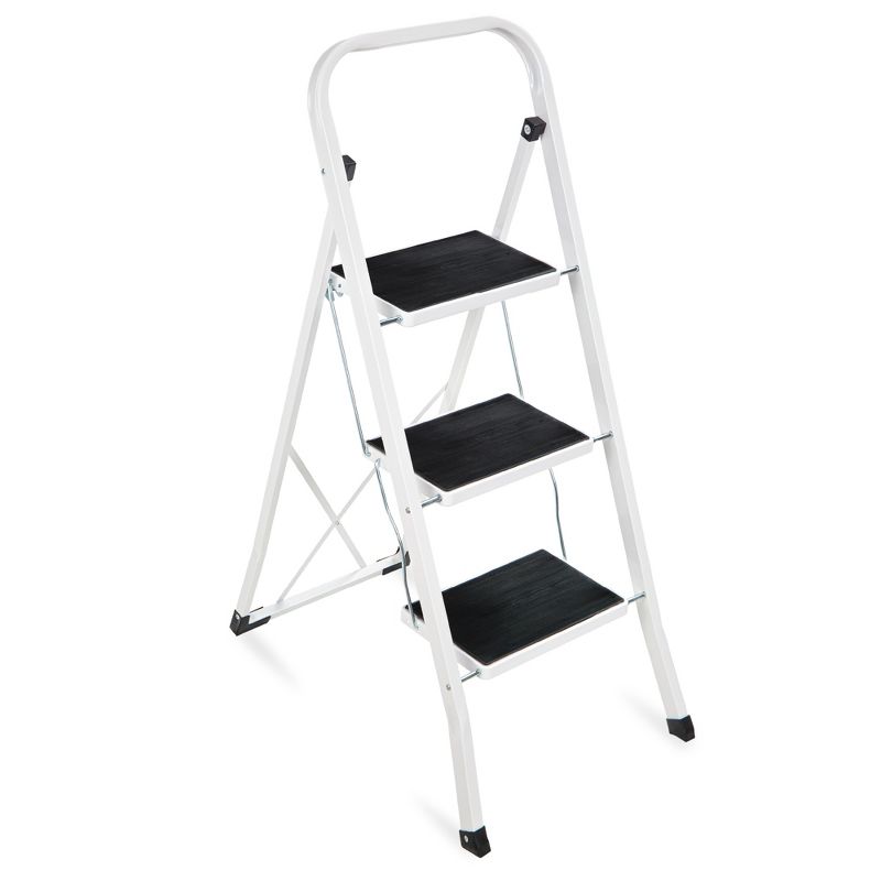 Best Choice Products 3 Step Ladder Folding Lightweight Step Stool for Home w/ Non-Slip Feet, Padded Steps, 330lb White, 1 of 7