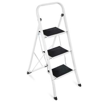 Best Choice Products 3 Step Ladder Folding Lightweight Step Stool for Home w/ Non-Slip Feet, Padded Steps, 330lb White