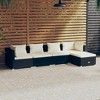 vidaXL 5 Piece Patio Lounge Set with Cream Cushions - Weatherproof PE Rattan - Highly Durable Powder-Coated Steel Frame - Black - 2 of 4