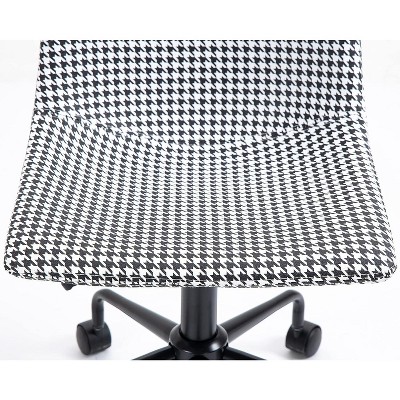 Black Houndstooth Vinyl Armless Swivel Task Chair