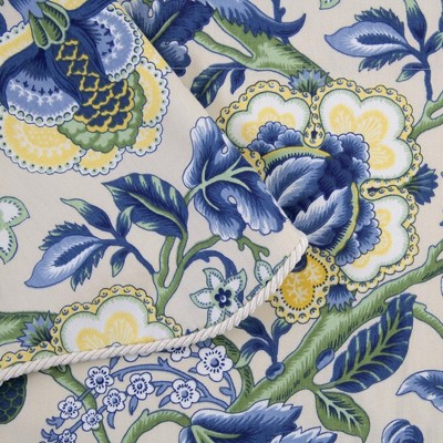 Floral Blue and Yellow Cotton Polyester Rod Pocket Valance