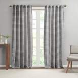 2pk 42"x84" Light Filtering Oren Striped Recycled Fiber Woven Antimicrobial Curtain Panel Gray - Clean Spaces
