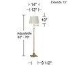 360 Lighting Swing Arm Floor Lamp Adjustable Height 70" Tall Antique Brass Beige Fabric Drum Shade for Living Room Reading Bedroom Office - 4 of 4