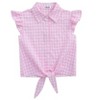 Girls Tops and Skirts Set Tie Front Knot Plaid Tops with Ruffle Skirts Short Sleeve Button Down Shirts Co-ords for Gilr,Toddler - 4 of 4