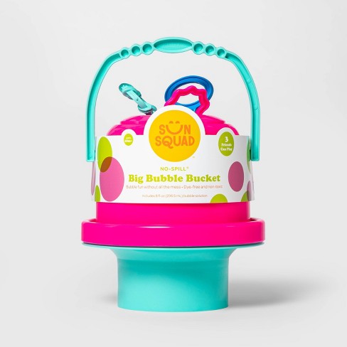 Bubble Play Bubble Bucket - No Spill Pail for Kids w/ [2] Removable Bubble  Blower Wands, Easy