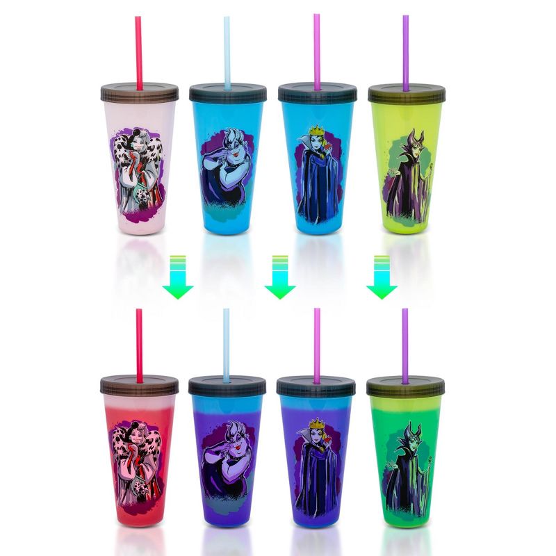 Silver Buffalo Disney Villains Color-Changing Plastic Tumblers | Set of 4, 1 of 10
