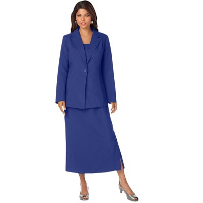 Roaman's Women's Plus Size Side Button Jacket Dress - 22 W, Blue : Target