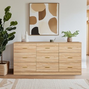 9/6-Drawer Dresser for Bedroom, Bedroom Dresser Wide Chest of Drawers with Golden Handles - ModernLuxe - 1 of 4