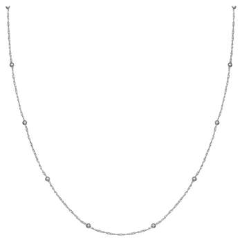 Women's Diamond Cut Twist Chain with Polished Beads in Sterling Silver -Gray (18")