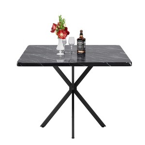 39" Square Dining Table for 4-6 Person, Modern Minimalist Wood Kitchen Table Table with Metal Legs for Kitchen, Dining Room, Restaurants - 1 of 4
