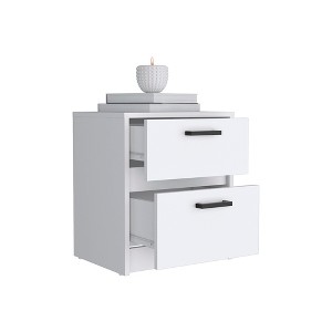 Gulches Chequered 2-Drawer Nightstand, Multi-Functional Storage for Bedroom/Living Room, High-Quality Materials - 1 of 4