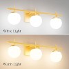 Runesay Mid Century Modern Gold Bathroom Light Fixtures 3-Light Gold Milky Glass Modern Bathroom Vanity Lights Over Mirror (Exclude Bulb) - 3 of 4