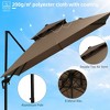 CAVINAS 10 FT Double-Layer Cantilever Umbrella (Base Included) Aluminum Patio Sun Shade Square Sports Umbrella for Gardens and Coffee Shops, Coffee - 4 of 4