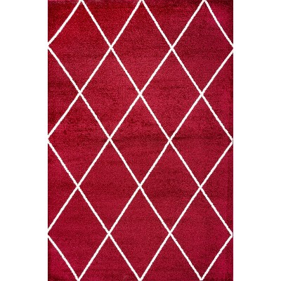 Red Diamond Trellis 4' x 6' Synthetic Area Rug