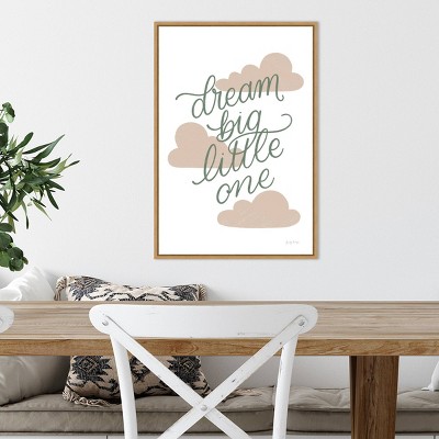Dream Big Little One Beige and Green Canvas Nursery Print