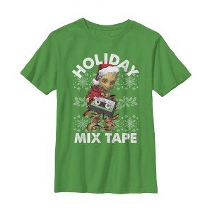 Boy's Marvel Christmas Groot Mix Tape T-Shirt - 1 of 3
