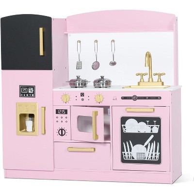 Wooden Play Kitchen Set for Kids with Ice Maker, Sink, Microwave, Dishwasher & Accessories – Educational Role Play Toy for Toddlers Ages 3+