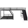 PAGED Twin Size Bunk Bed Modern Simple Metal Quadruple Bed Frame with Guardrail and Ladder, Space Saving - 3 of 4