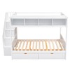 PAGED Twin over Full Bunk Bed, Modern Wooden Bed Frame, Convertible Bed Frame with 2 Storage Drawers and Ladder for Bedroom - 3 of 4