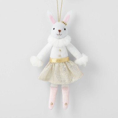 Dressed Bunny with Gold Skirt and White Scarf Christmas Tree Ornament - Wondershop™