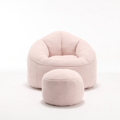 NicBex Bean Bag Chair Floor Chair with Padded Foam Padding Compressed Bean Bag, Upholstered Footrest for Living Room, Bedroom