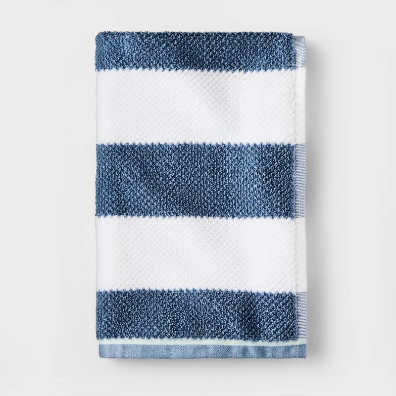Striped Kids' Towel Navy with SILVADUR™ Antimicrobial Technology - Pillowfort™, 1 of 5