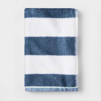 Striped Kids' Towel Navy with SILVADUR™ Antimicrobial Technology - Pillowfort™