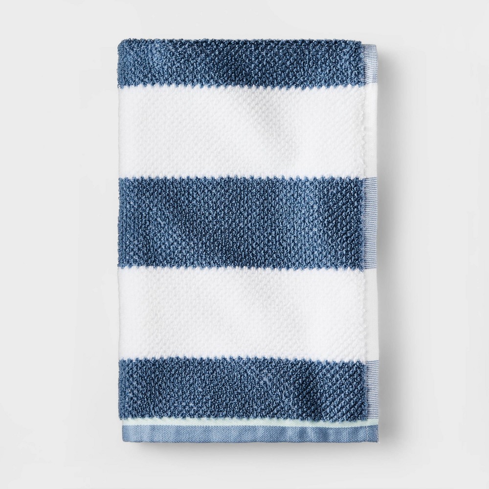 Photos - Towel Striped Kids' Hand  Navy with SILVADUR™ Antimicrobial Technology - Pi