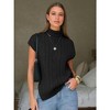 EXLURA EXLURA Women's Turtleneck Sleeveless Sweater Vest Casual Short Cap Sleeve Knit Pullover Tank Tops 2025 Fashion Fall Clothes - 3 of 4