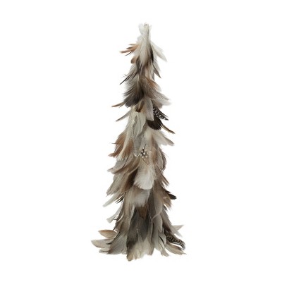Northlight Layered Feather Cone Tree Christmas Decoration - 15.5" - Brown and Gray