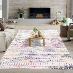 Rug Machine Washable,  Rug Non Slip Small Bedroom, Rug Low Pile Throw Rug, for Dining Room Living Room, Geometric Area Rug Entryway Rug - 1 of 4