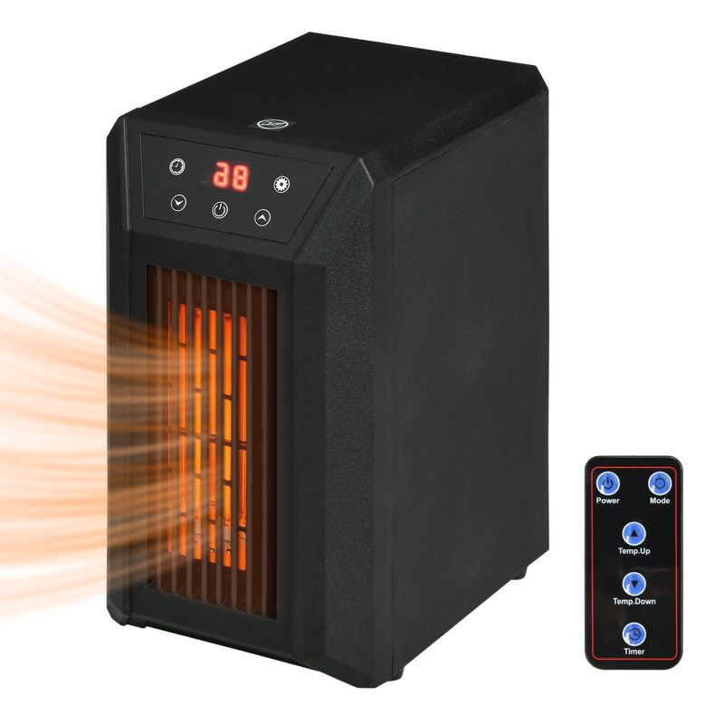 HOMCOM Space Heater for Indoor Use, 1500W Fast Heating Portable Electric Heater with Thermostat, 3 Modes, Remote, 12h Timer for Bedroom Desktop, 4 of 7