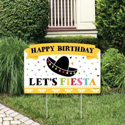 Big Dot of Happiness Let's Fiesta - Mexican Fiesta Birthday Party Yard Sign Lawn Decorations - Happy Birthday Party Yardy Sign