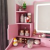 TopComfy Makeup Mirrors Vanity Mirror with Stool Dressing Table for Bedroom 2 Drawers 5 Storage Cabinets for Bedroom, Pink, 35.43"*18.9"*9.06" - 3 of 4
